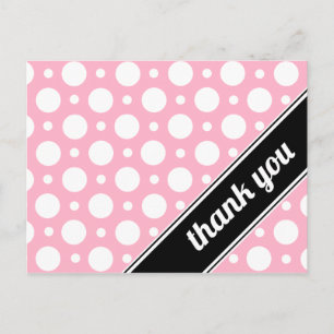 Pink & White Polka Dot Thank You Postcards