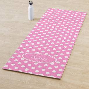 Pink white polka dot yoga mat