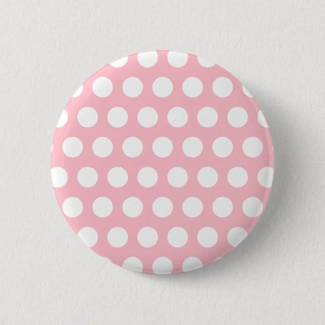 Pink & White Polka Dots 2 Inch Round Button (Front)