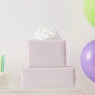 Pink White Polka Dots Birthday Wrapping Paper