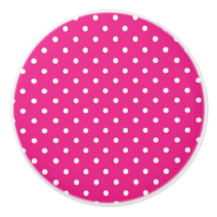 Pink & White Polka Dots Ceramic Knob