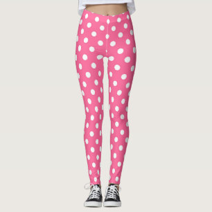 Pink White Polka Dots Design Leggings