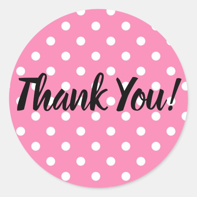 Pink & White Polka Dots Dot Birthday Party Classic Round Sticker (Front)