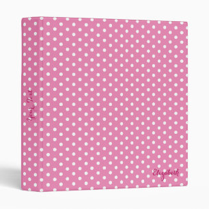 Pink White Polka Dots Monogrammed Recipe Cookbook Binder