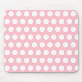 Pink & White Polka Dots Mouse Pad