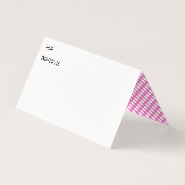 Pink & White Polka Dots Potluck Dish Recipe Cards (Front)
