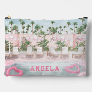 Pink & White Pool Party Accessory Pouch