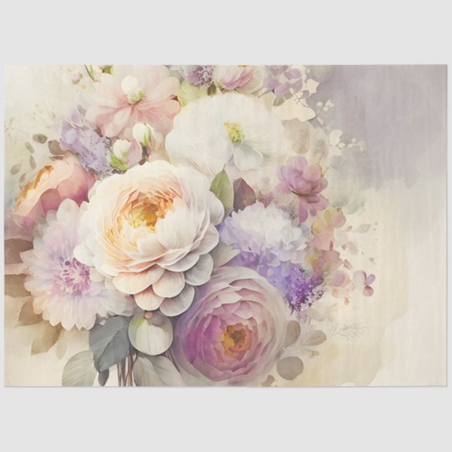 Pink White  Purple Peonies Wedding Shower  Tissue Paper (Front)