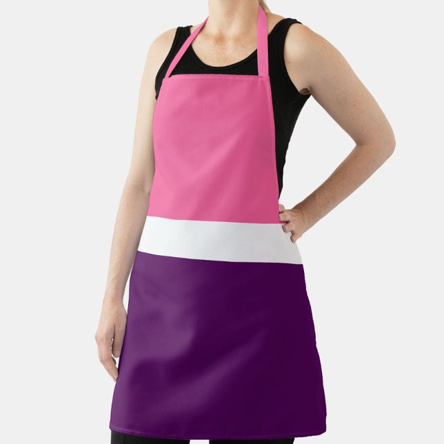 Pink White Purple Plain Colour Block Design  Apron (Creator Uploaded)