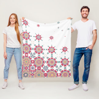 Pink, White & Purple Watercolor Floral Design Fleece Blanket