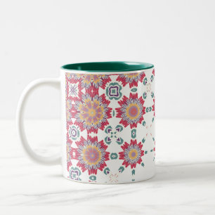 Pink, White & Purple Watercolor Floral Design Two-Tone Coffee Mug
