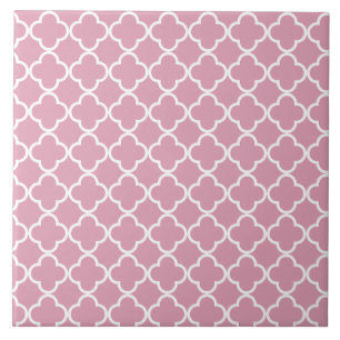 Pink white quatrefoil  tile
