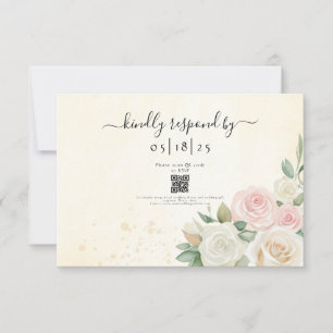Pink & White Rose Blooms RSVP Card