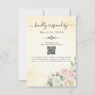 Pink & White Rose Blooms RSVP Card