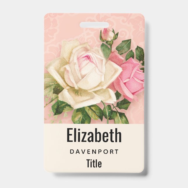 Pink & White Rose Bouquet Badge (Front)