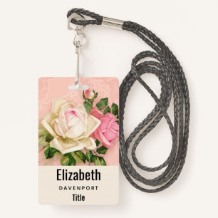 Pink & White Rose Bouquet Badge
