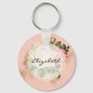 Pink & White Rose Bouquet Keychain