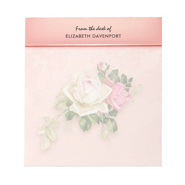 Pink & White Rose Bouquet Notepad (Front)