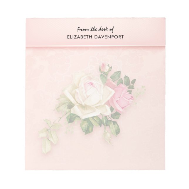 Pink & White Rose Bouquet Notepad (Front)