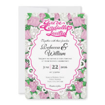 Pink & White Rose Wedding Invite - Pink Letters 2