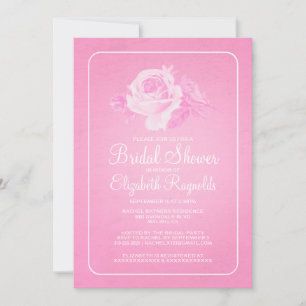 Pink White Rustic Floral Bridal Shower Invitations