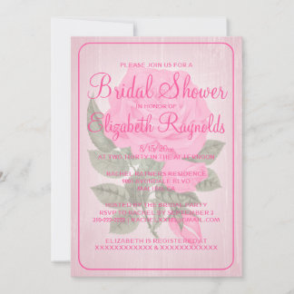Pink White Rustic Floral Bridal Shower Invitations
