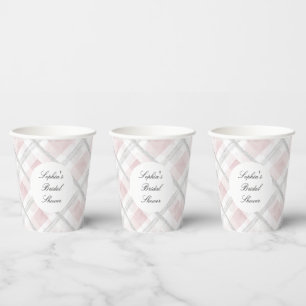 Pink White Silver Glitter Squares Wedding Paper Cups