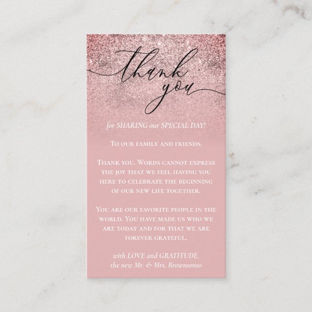 Pink White Simple Elegant Custom Photo Thank You Enclosure Card (Front)