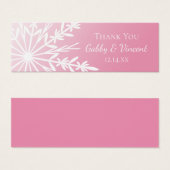 Pink White Snowflake Wedding Thank You Favor Tags (Front & Back)