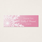 Pink White Snowflake Wedding Thank You Favor Tags (Front)