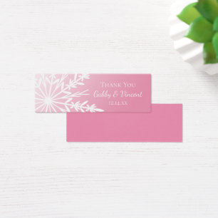 Pink White Snowflake Wedding Thank You Favor Tags