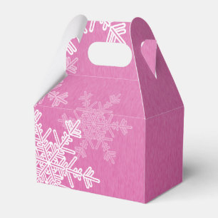 Pink White Snowflakes Minimalist Christmas Favor Box
