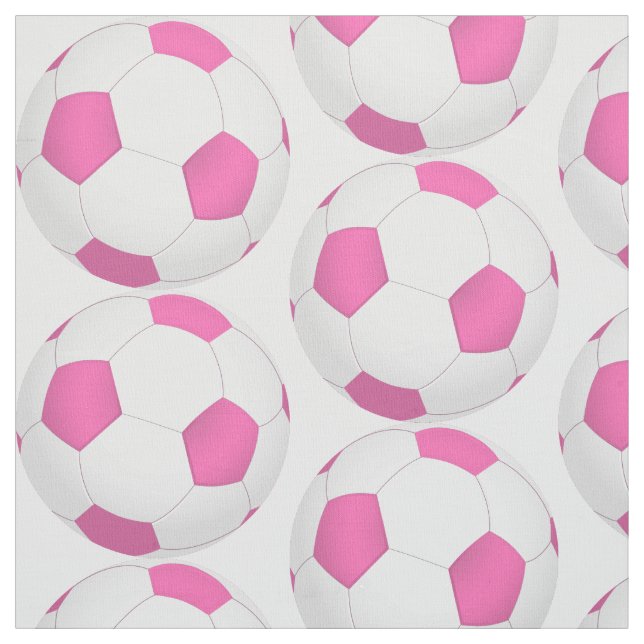 Pink white soccer ball pattern fabric (Swatch)