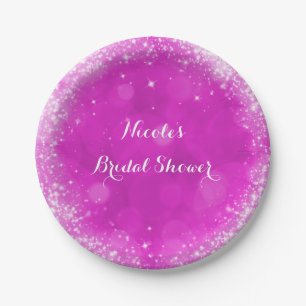 Pink & White Sparkle Cinderella Any Event Party Paper Plate