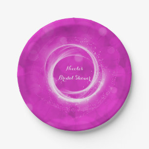 Pink & White Sparkle Cinderella Any Event Party Paper Plate