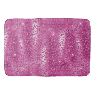 Pink White Sparkle Leopard Print Bath Mat