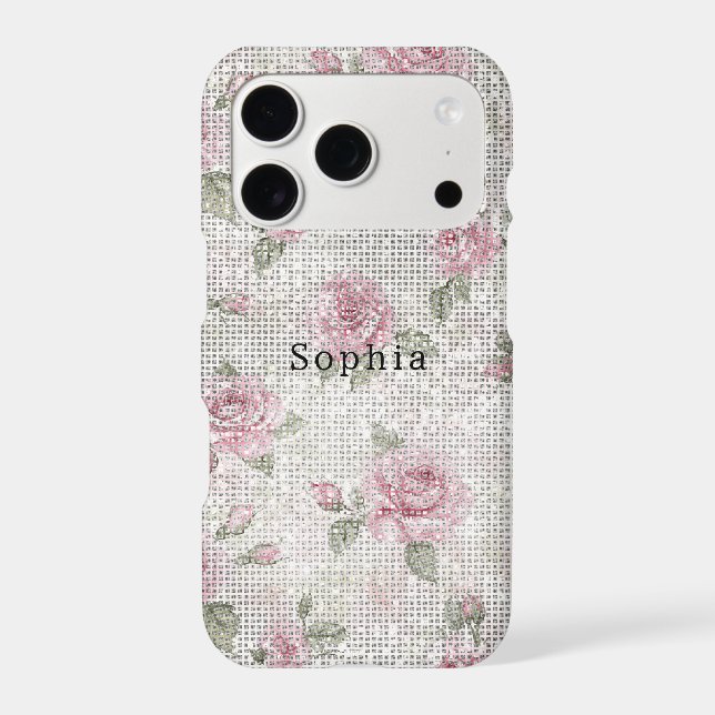 Pink White Sparkle Roses Floral (Verso)