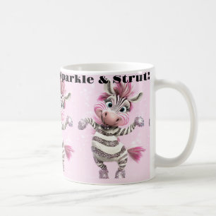 Pink White Sparkle & Strut Zebra  Coffee Mug