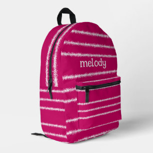 Pink & White Splatter Stripes Printed Backpack
