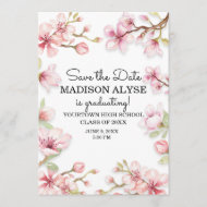 Pink White Spring Garden Floral Graduation Invitation