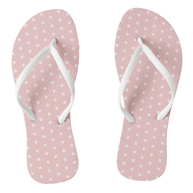 Pink White Star Pattern Flip Flops (Footbed)