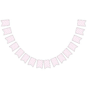 Pink White Stars Modern design Party Supplies Bunting Flags