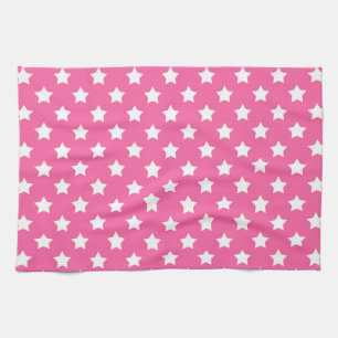 Pink White Stars Pattern Decorative Kitchen Towel