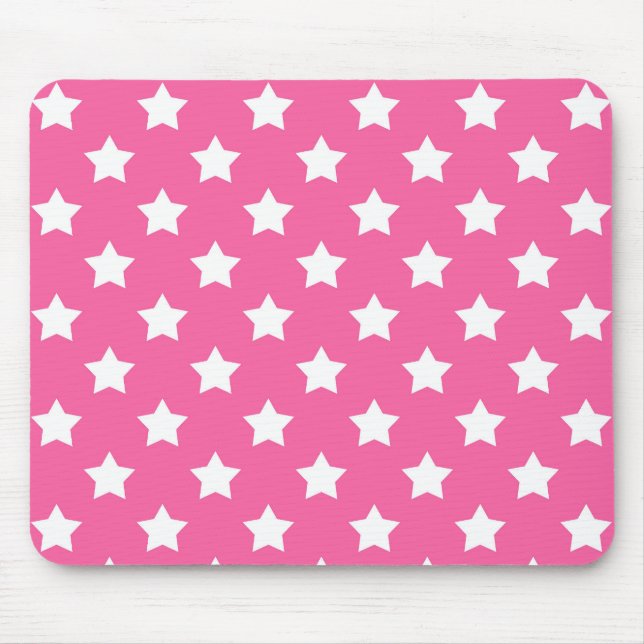 Pink White Stars Pattern Decorative Mouse Pad (Front)