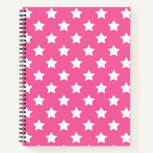 Pink White Stars Pattern Decorative Notebook