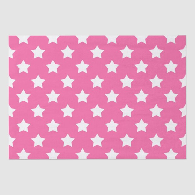 Pink White Stars Pattern Decorative Tissue Paper (Front)