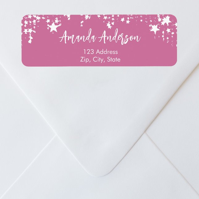 Pink white stars return address (Creator Uploaded)