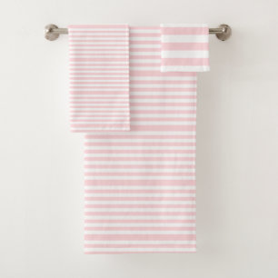 Pink & White Stripe Bathroom Towel Sets
