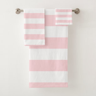 Pink & White Stripe Bathroom Towel Sets