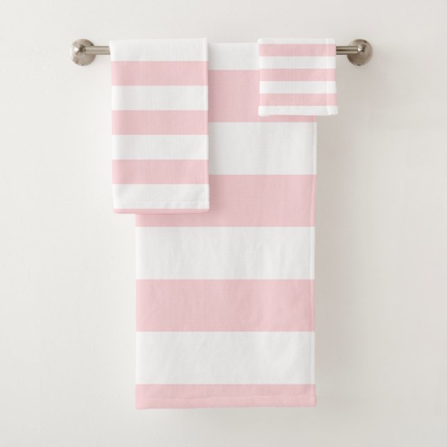Pink & White Stripe Bathroom Towel Sets (Insitu)